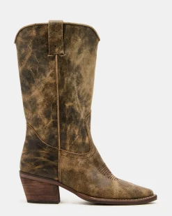 Albany Brown Distressed Wide Calf