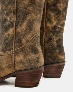 Albany Brown Distressed Wide Calf