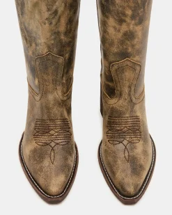 Albany Brown Distressed Wide Calf