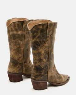 Albany Brown Distressed Wide Calf