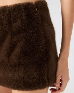 Aviva Faux Fur Skirt Dark Espresso