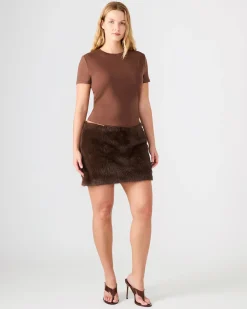 Aviva Faux Fur Skirt Dark Espresso