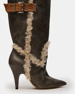 Baddie Faux Fur Brown Distressed