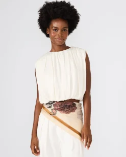 Boho Floral Square Scarf Ivory