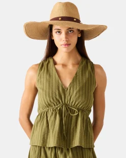 Boho Glam Studs Straw Hat Tan