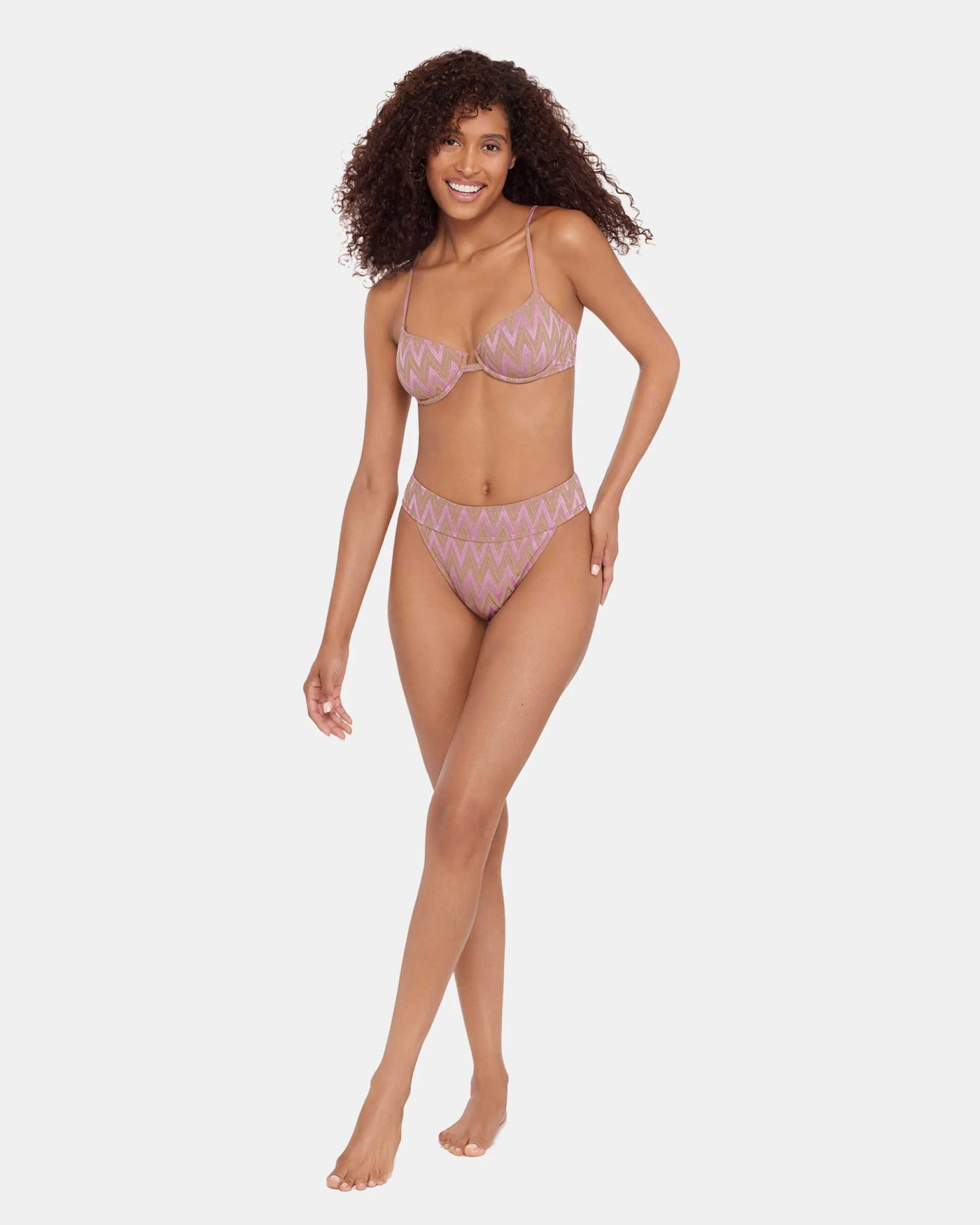 Chevron Shine Bikini Bottom Purple