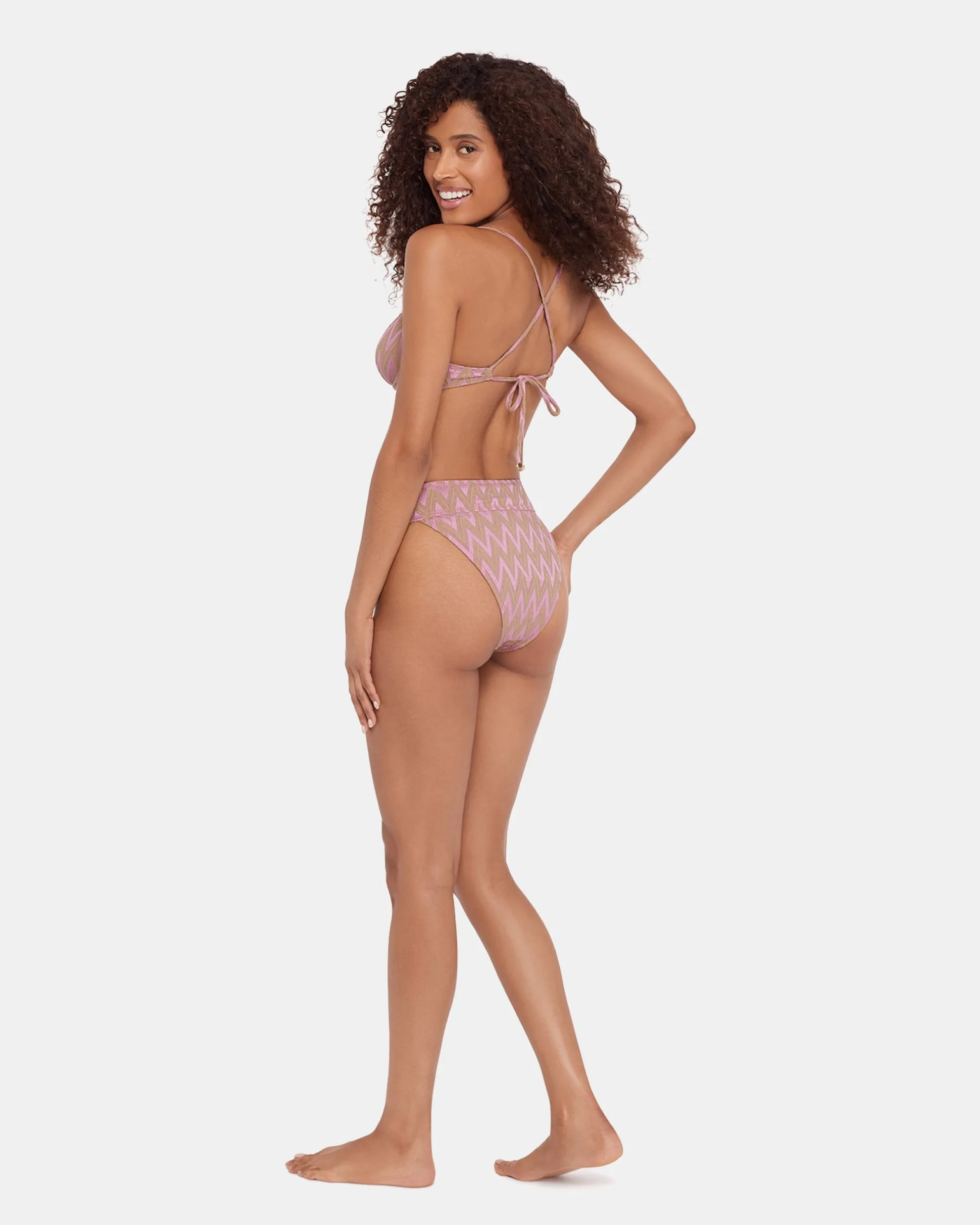 Chevron Shine Bikini Bottom Purple