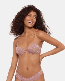 Chevron Shine Bikini Top Purple