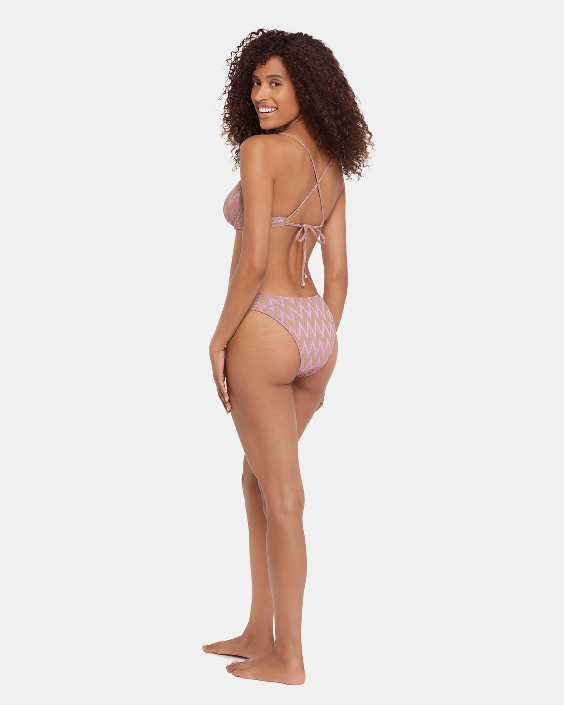 Chevron Shine Bikini Top Purple