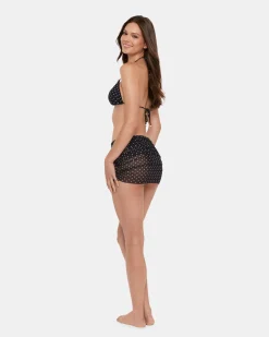 Darling Dot Ruched Cover Up Black Multi