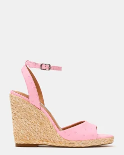 Devin Ostrich Pink Leather