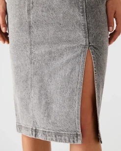 Embellished Giselle Denim Dress Fog
