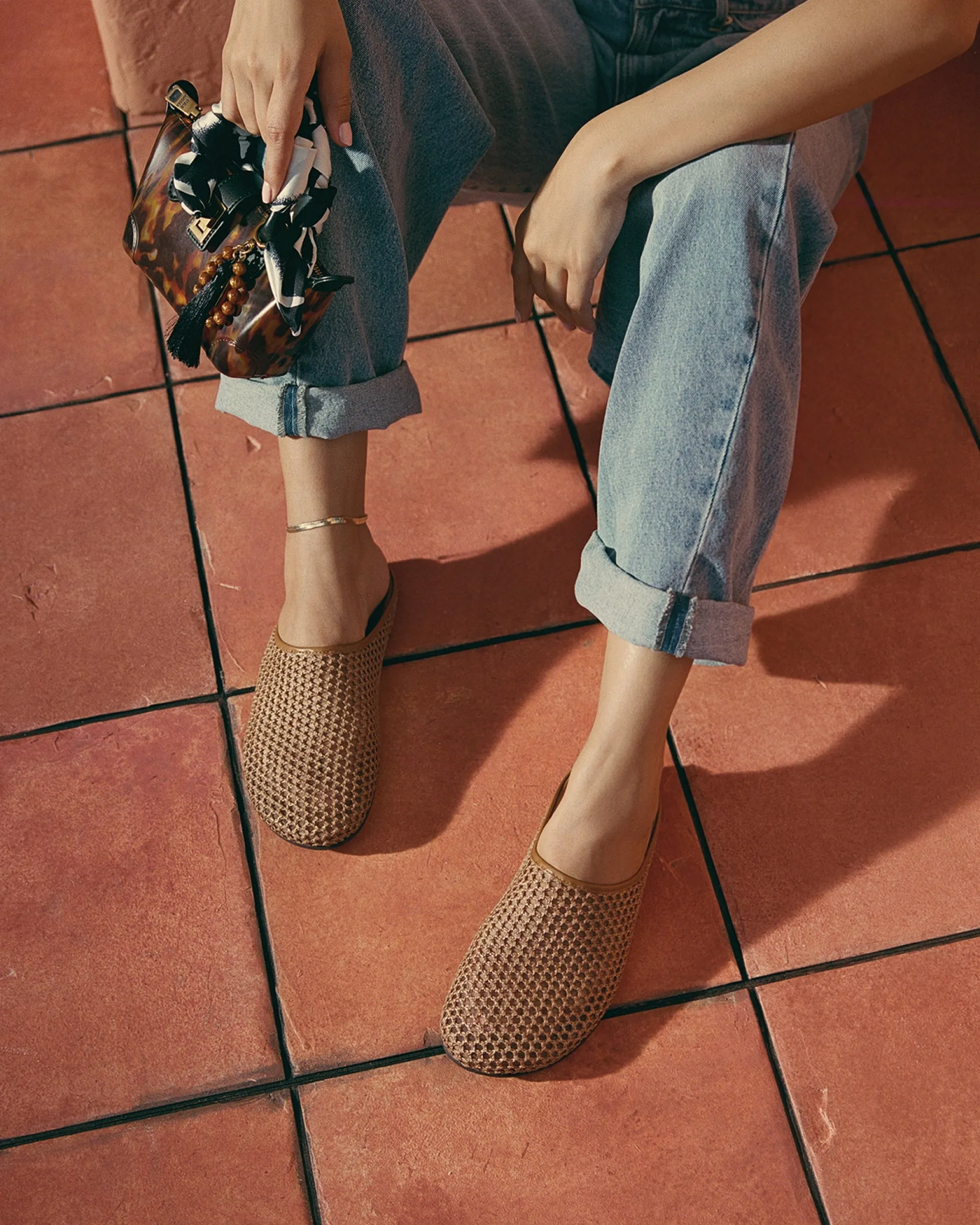 Fern Tan Raffia Mesh