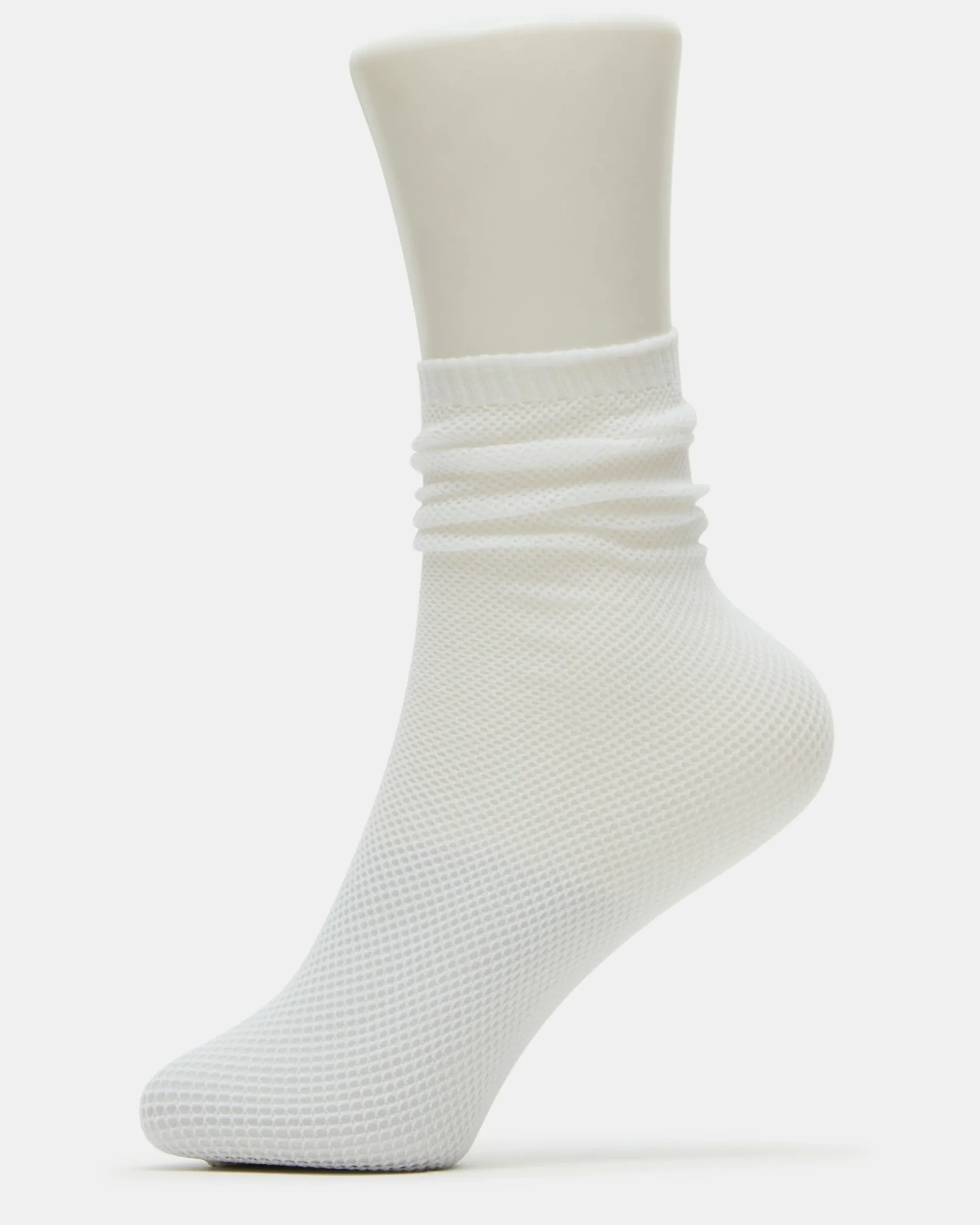 Fishnet Slouchy Crew Socks White