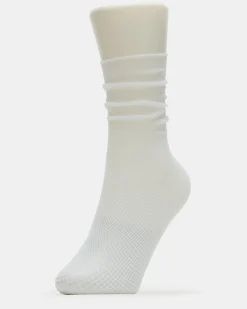 Fishnet Slouchy Crew Socks White