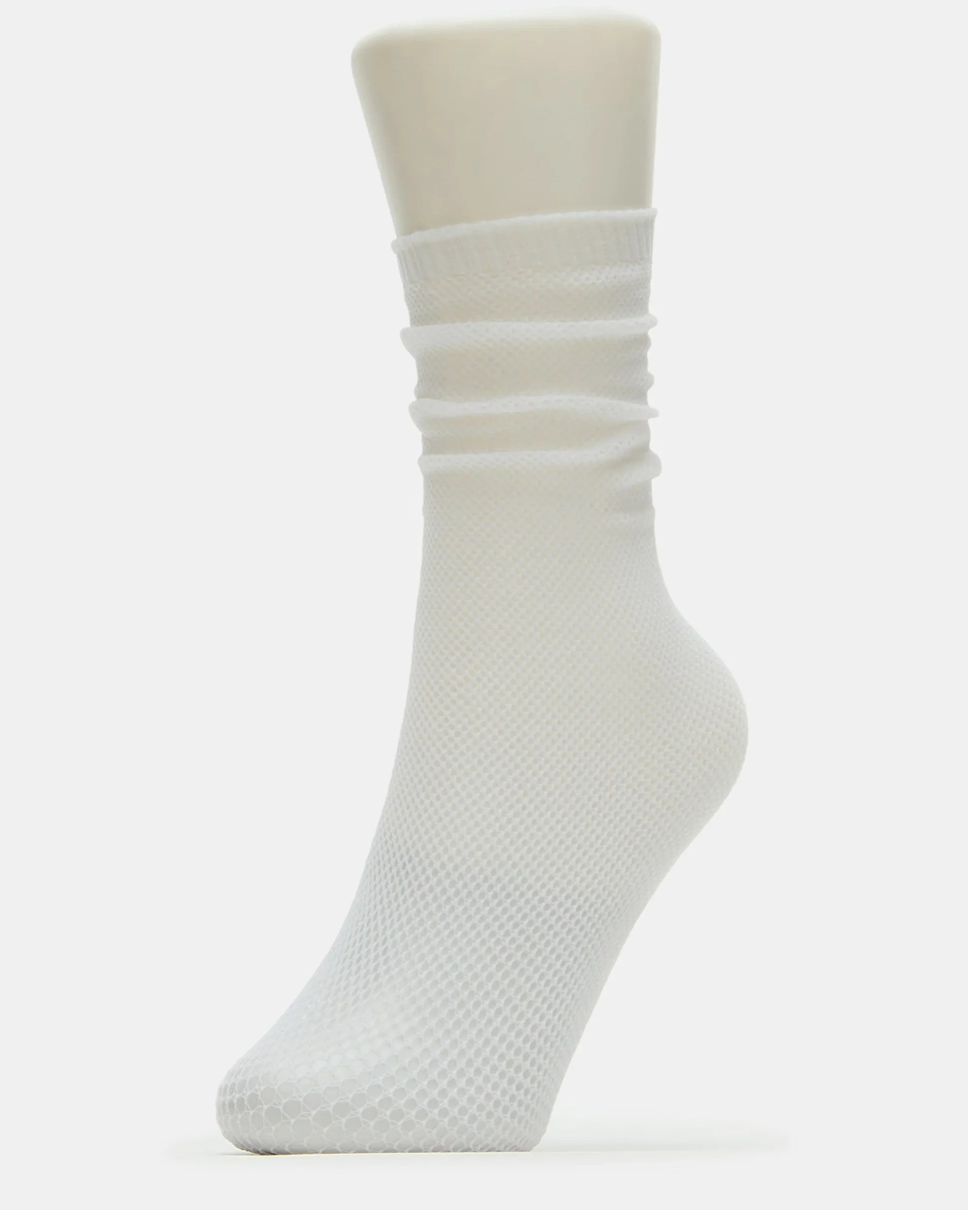 Fishnet Slouchy Crew Socks White
