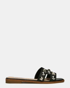 Hadyn Studs Black Leather