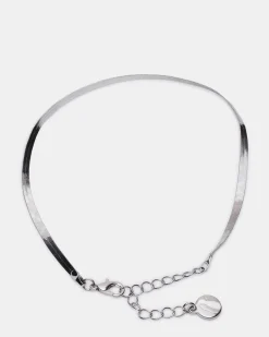Herringbone Chain Anklet Set Silver