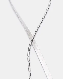 Herringbone Chain Anklet Set Silver