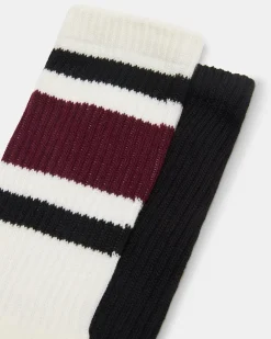Ivy 2 Pack Stripe Athleisure Socks Cherry