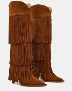 Kinzee Fringe Chestnut Suede