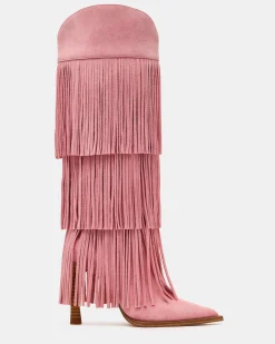 Kinzee Fringe Pink Suede