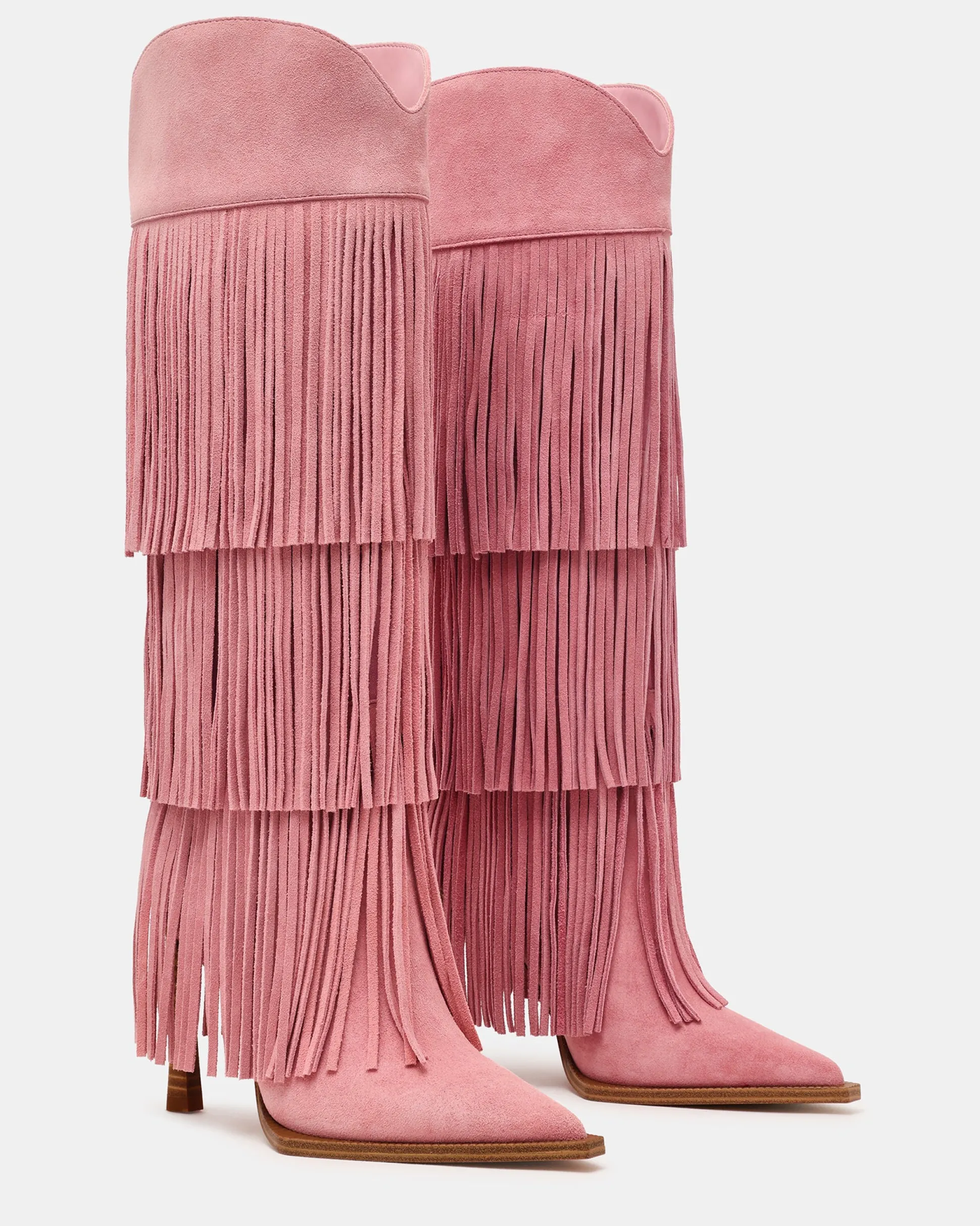 Kinzee Fringe Pink Suede