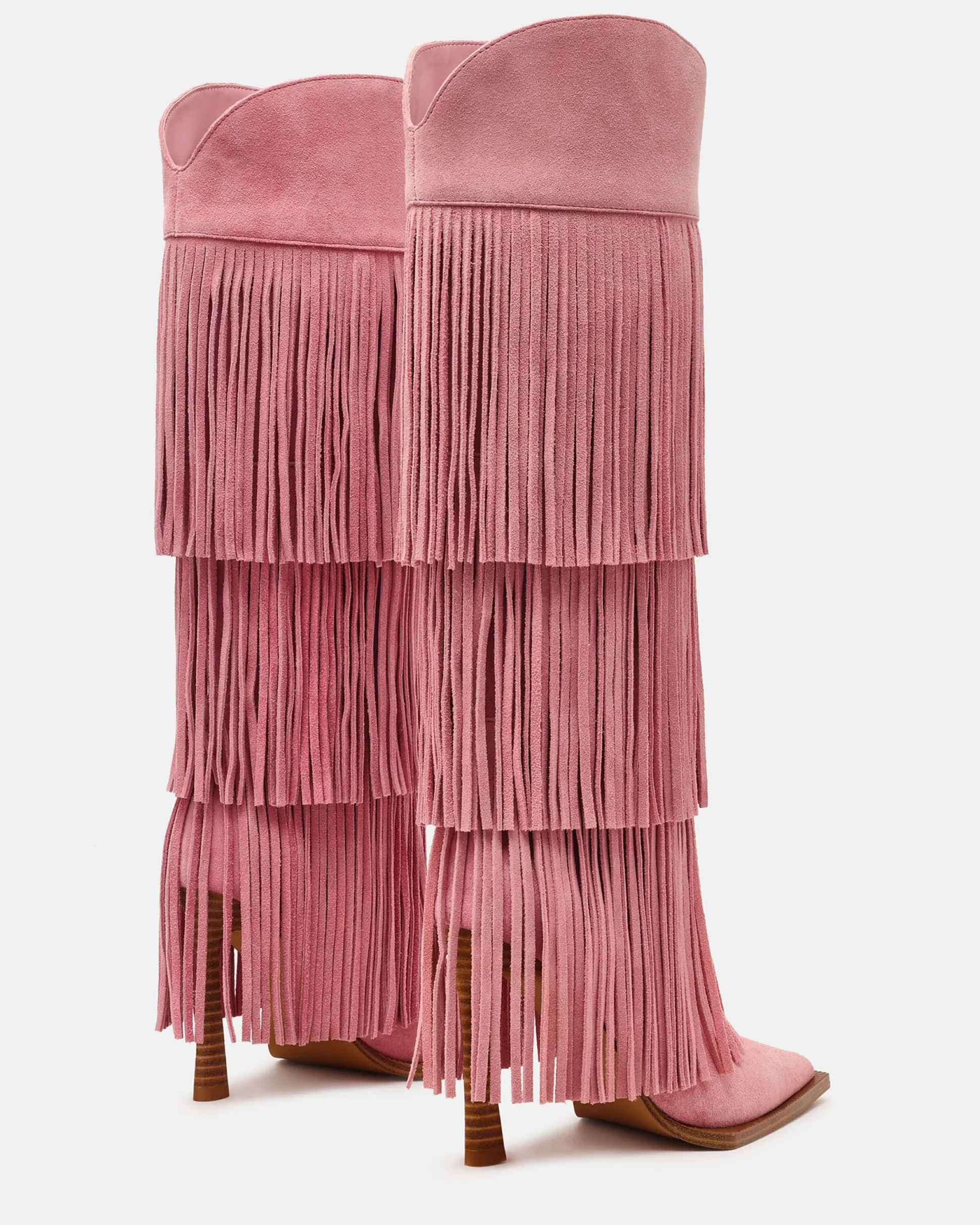 Kinzee Fringe Pink Suede