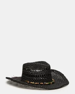 Lei Beaded Trim Western Hat Black