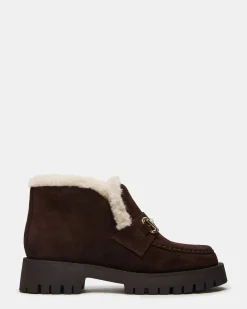 Leon Faux Fur Chocolate Brown Suede