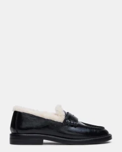 Madison Faux Fur Black Leather