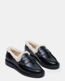 Madison Faux Fur Black Leather