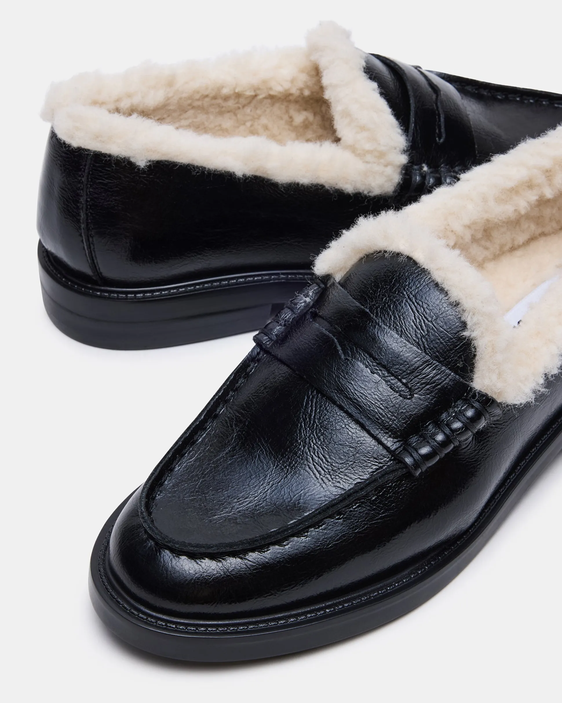 Madison Faux Fur Black Leather