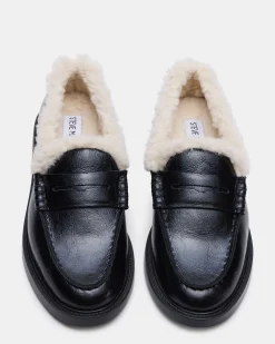 Madison Faux Fur Black Leather