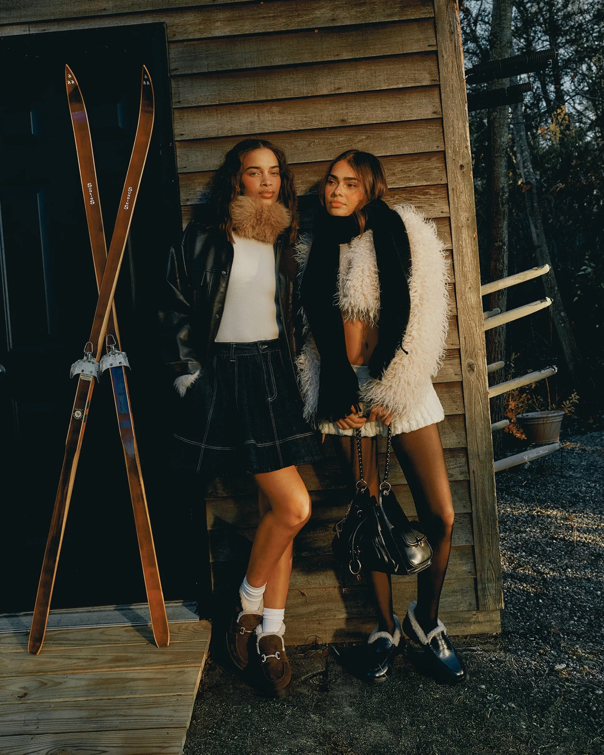 Madison Faux Fur Black Leather