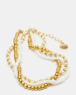 Mixed Bead Anklet Set Pearl