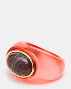 Oval-cut Jelly Ring Red