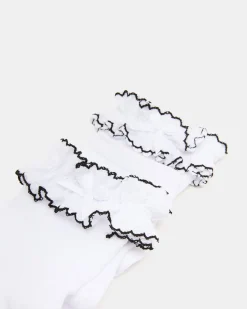2 Pack Ava Ruffle Socks White