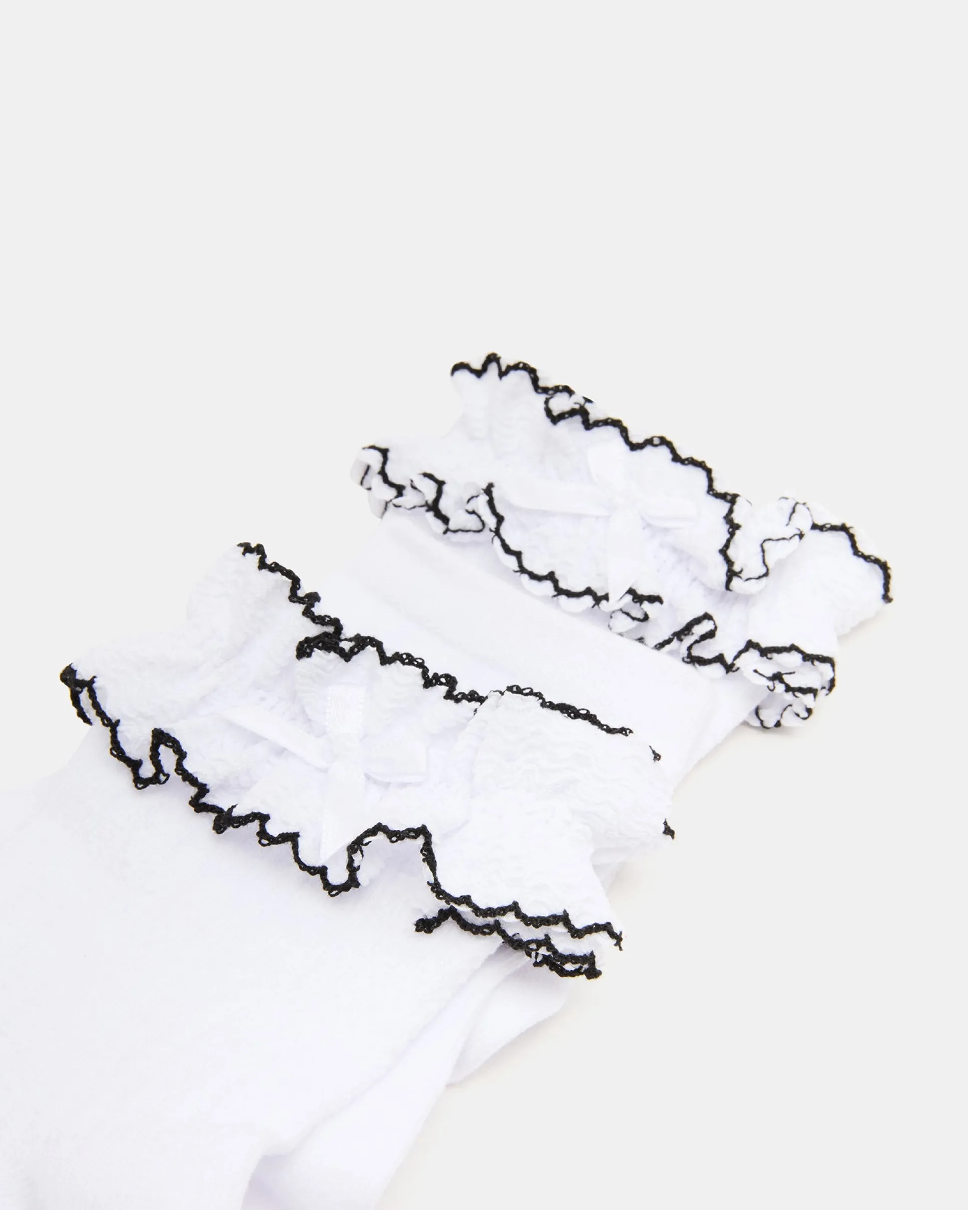 2 Pack Ava Ruffle Socks White