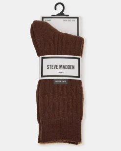 2 Pack Cable Texture Boot Socks Brown