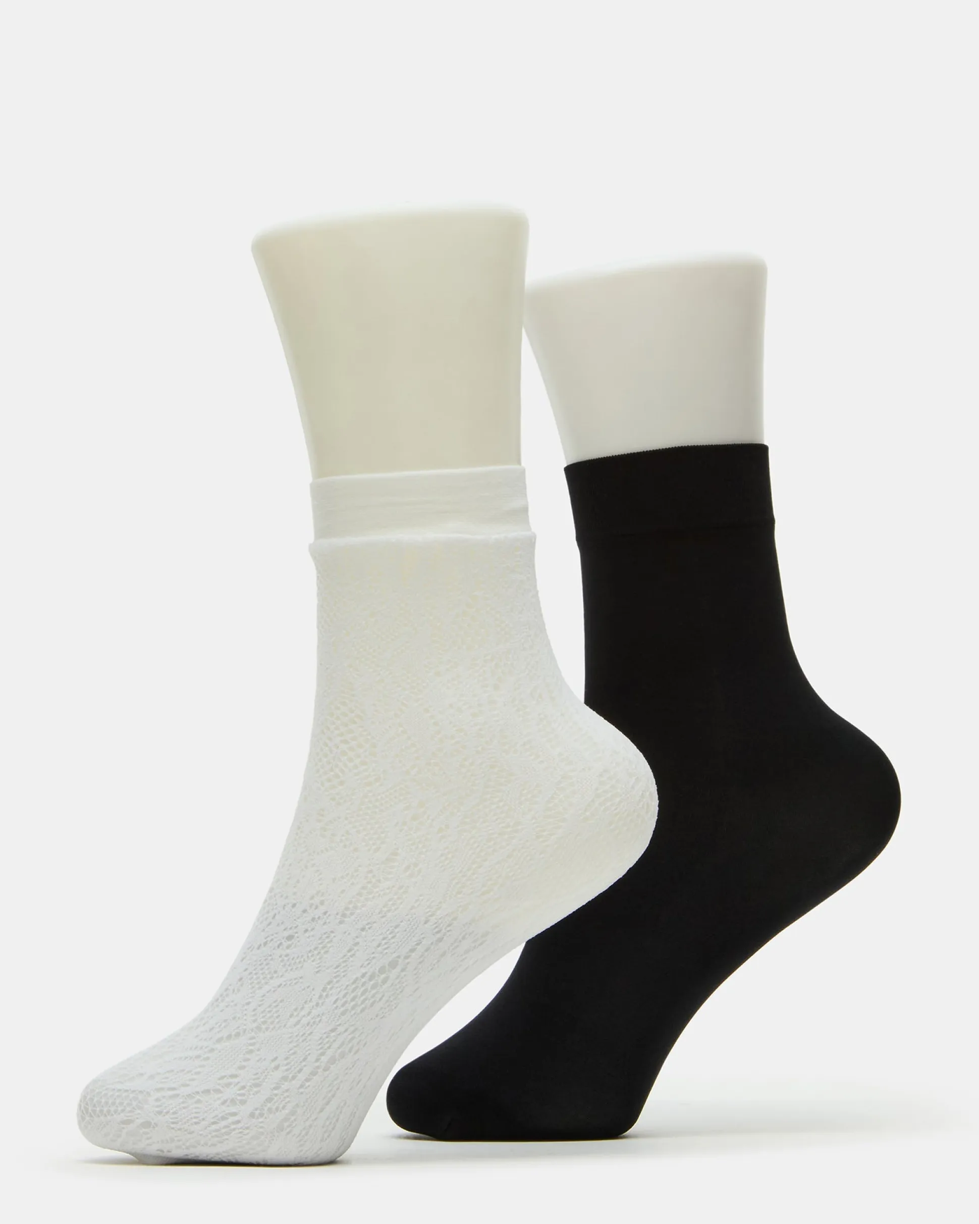2 Pack Lace Anklet Socks White