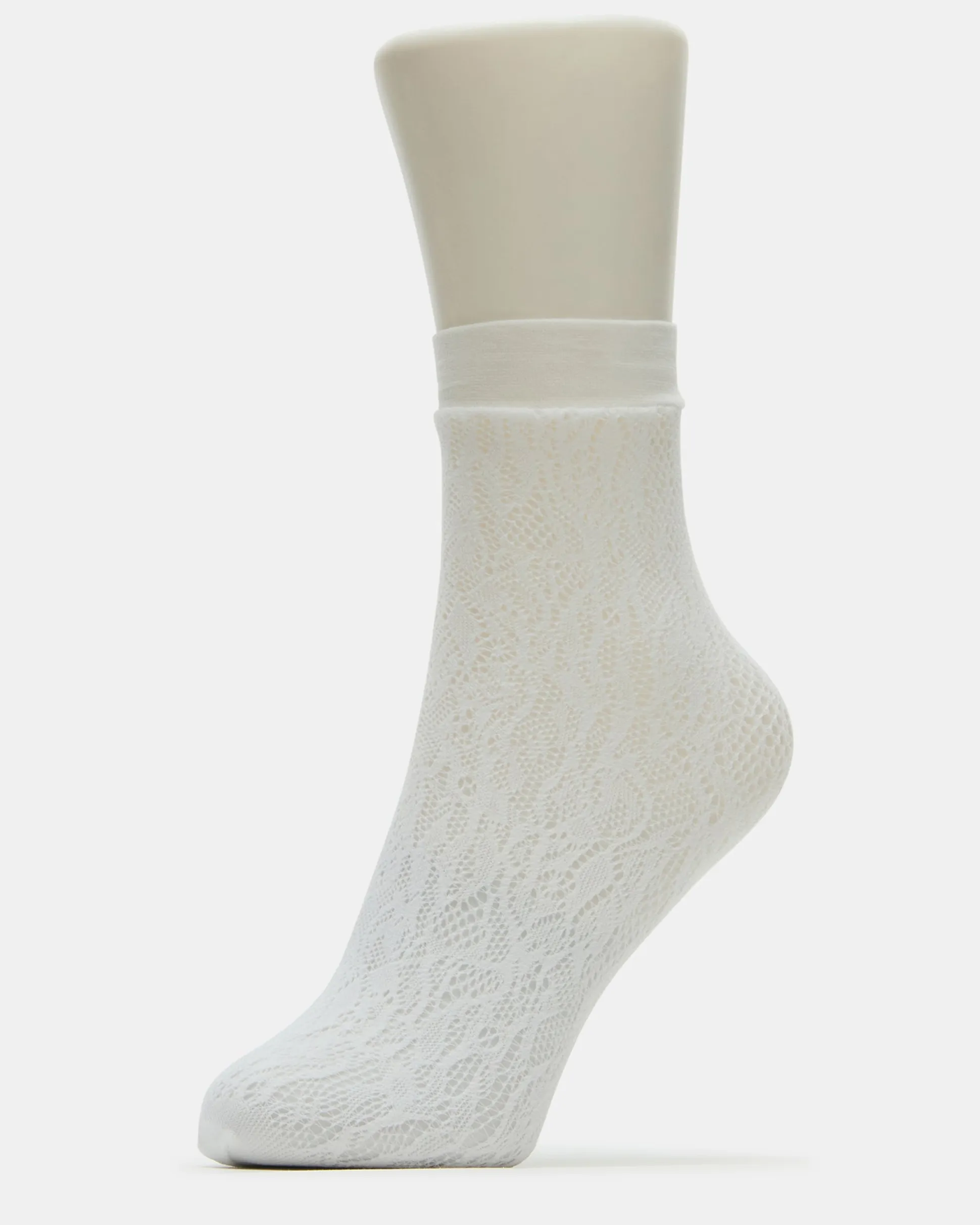2 Pack Lace Anklet Socks White