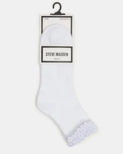 2 Pack Lettuce Edge Rib Anklet Socks White