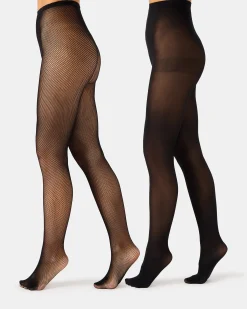 2 Pack Mini Fishnet Tight Black