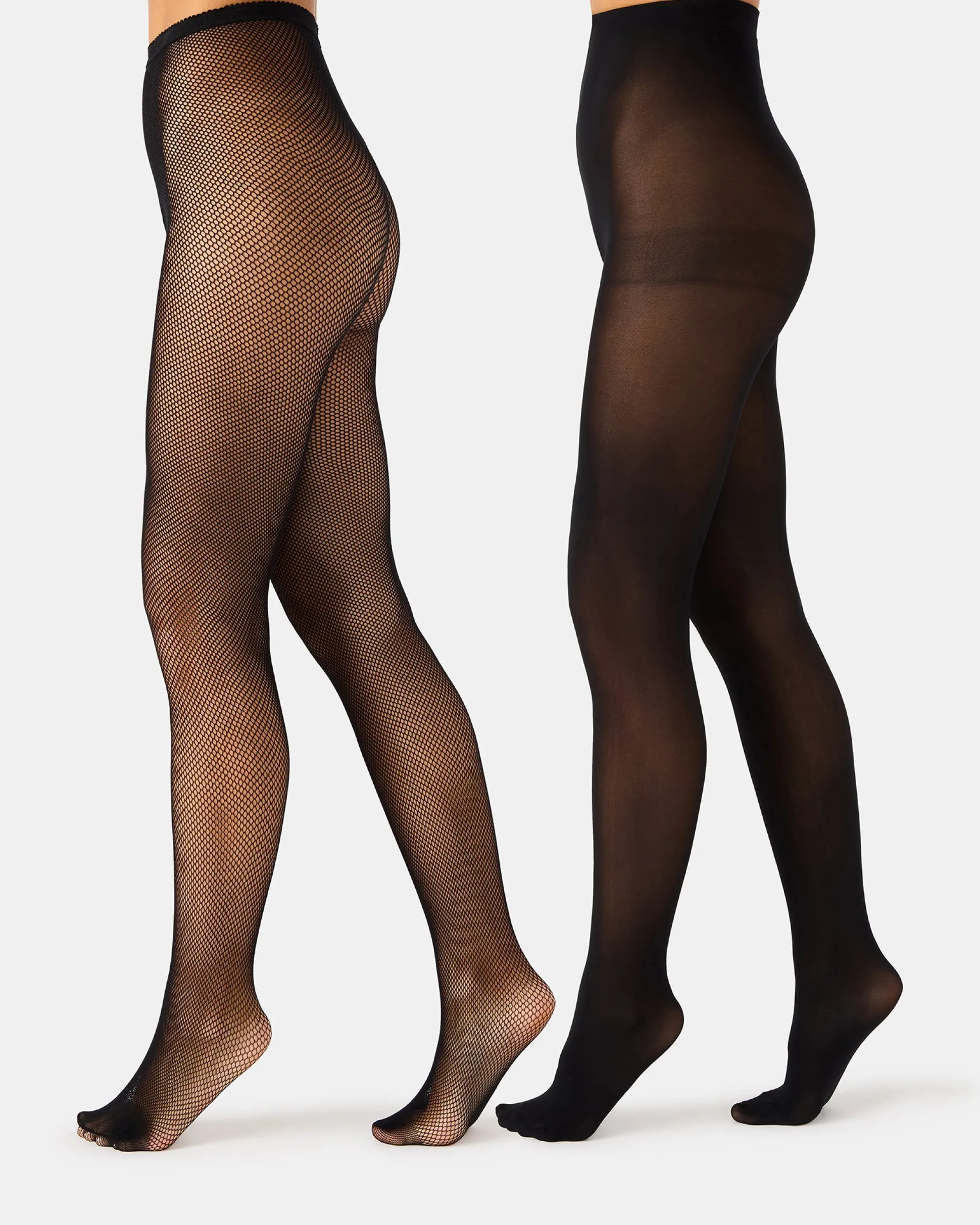 2 Pack Mini Fishnet Tight Black