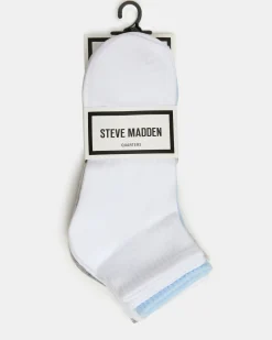 6 Pack Peyton Ribbed Quarter Socks White Multi