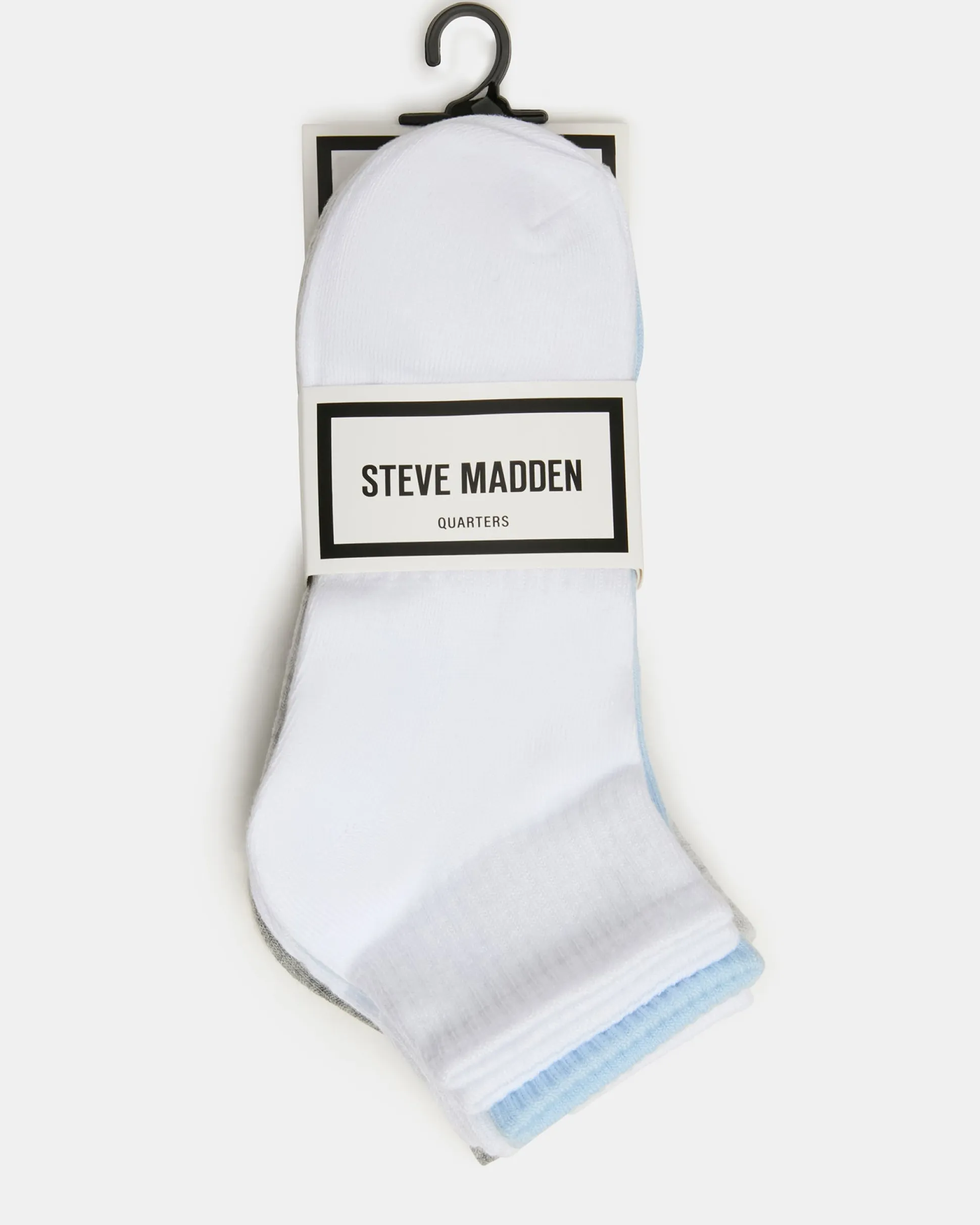 6 Pack Peyton Ribbed Quarter Socks White Multi