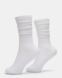 2 Pack Rib Slouch Socks White