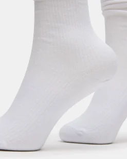 2 Pack Rib Slouch Socks White