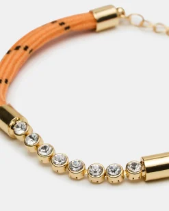 Pave Cord Anklet Orange